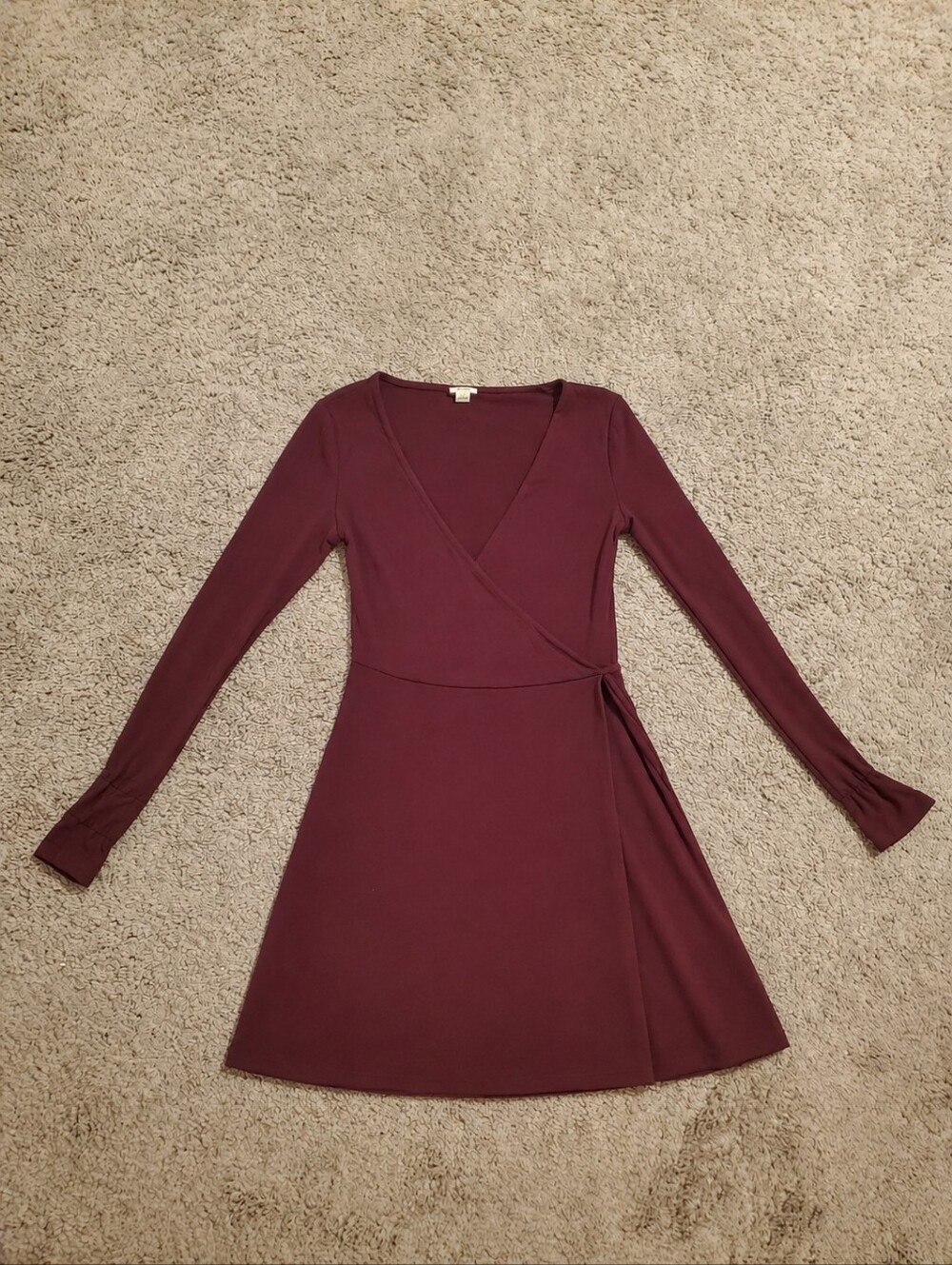 Women's Long Sleeve Wrap Dress Burgundy
